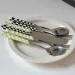Ceramic Handle Cutlery - Checkerboard Design Tableware_voghion.com