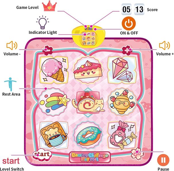 Electronic Dance Pad Game,Dance Mat With LED Lights, Built-in Music,Adjustable Volume And 5 Game Modes,Dance Mat Gift Fo_voghion.com