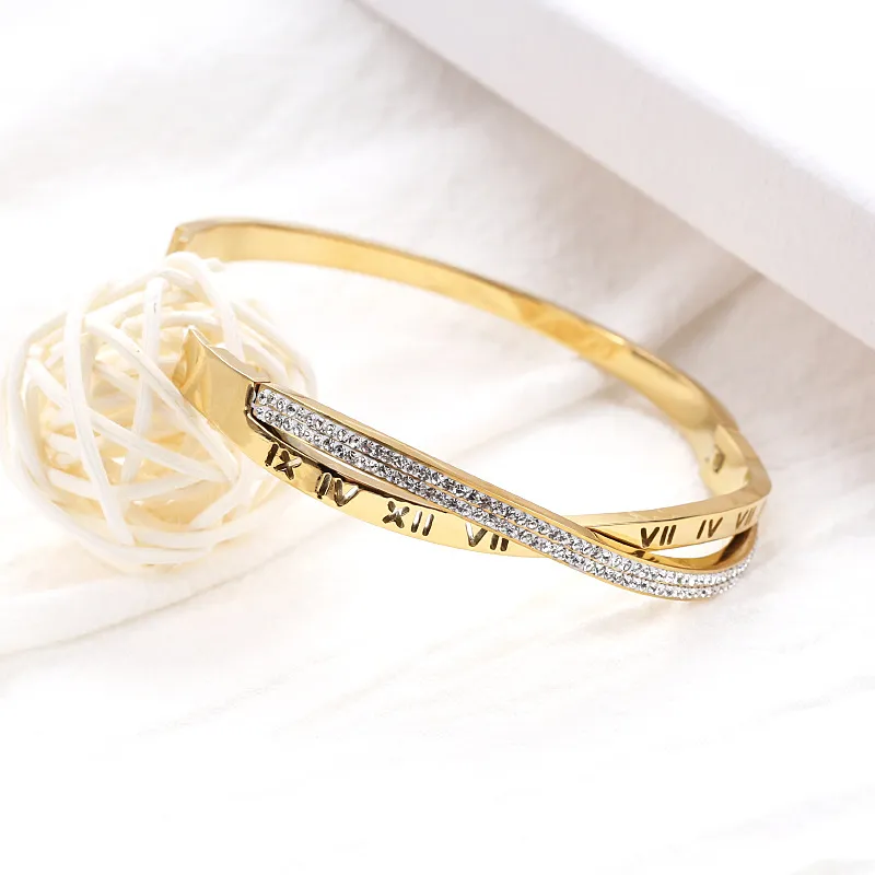 Roman Letters Titanium Steel Bracelet Hollow Female Letter Buckle Bracelet K Gold Star Bracelet_voghion.com