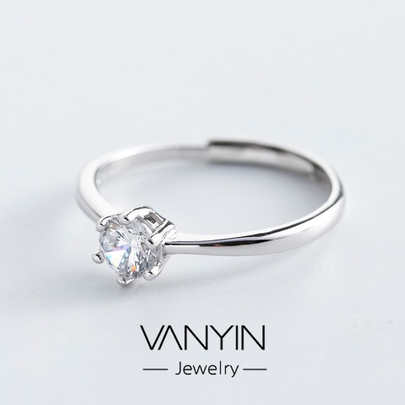 Wanying Jewelry Six Claw Diamond Women's S Pure Silver Fashion Gift Mosang Stone Wedding Ring_voghion.com
