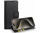 For 16 Pro Case, Hanman Wallet Leather Flip Magnetic Stand Case Cover (Black)_voghion.com