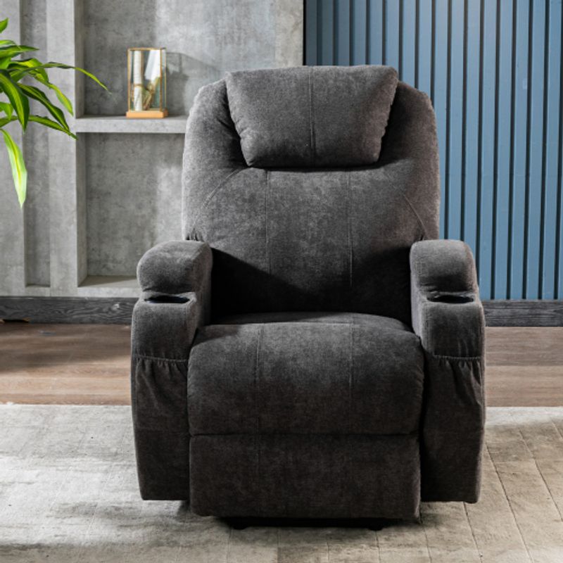 Fauteuil inclinable de massage électrique – Fauteuil réglable pour personnes âgées avec thérapie par chaleur et vibrations, 2 porte-gobelets, poches latérales et télécommande (gris)_voghion.com