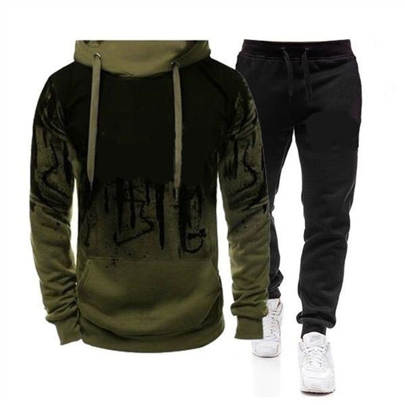 Ropa para hombre Nueva sudadera con capucha estampada con tinta para hombre Sudadera deportiva con capucha de manga larga de polar Traje T 1925_voghion.com