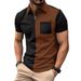Men's Polo Shirt Chest Pocket Color Matching Zipper Casual Fashion Short Sleeved T Shirt Men_voghion.com