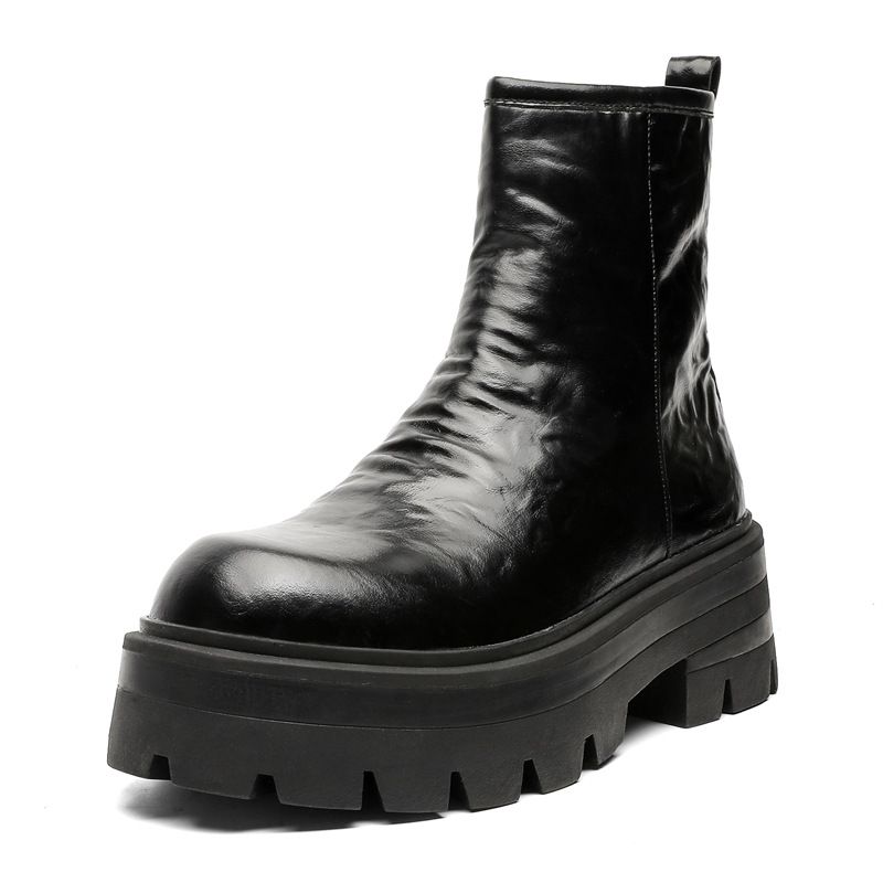 Wind Side Chain High Top Martin Boots Retro Tooling Boots Short Boots_voghion.com