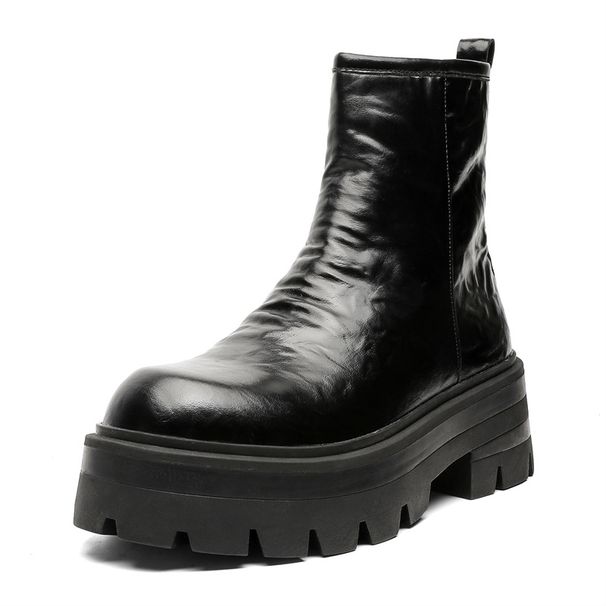 Wind Side Chain High Top Martin Boots Retro Tooling Boots Short Boots_voghion.com