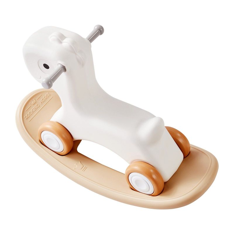 VEVOR 3 In 1 Rocking Horse For Toddlers 1-3 Years, Baby Rocking Horse With Detachable Balance Board And 4 Smooth Wheels, Support Up To HDPE Material 80 Lbs Kids Ride On Toy, 40° Swinging, White_voghion.com