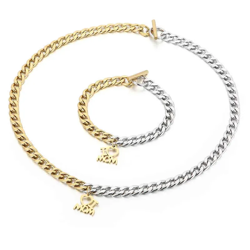 Set di gioielli in acciaio inossidabile Kalen, 6 stili, con ciondolo a forma di cuore, a forma di farfalla, con chiave e scritta "Amo la mamma", collana e bracciale._voghion.com