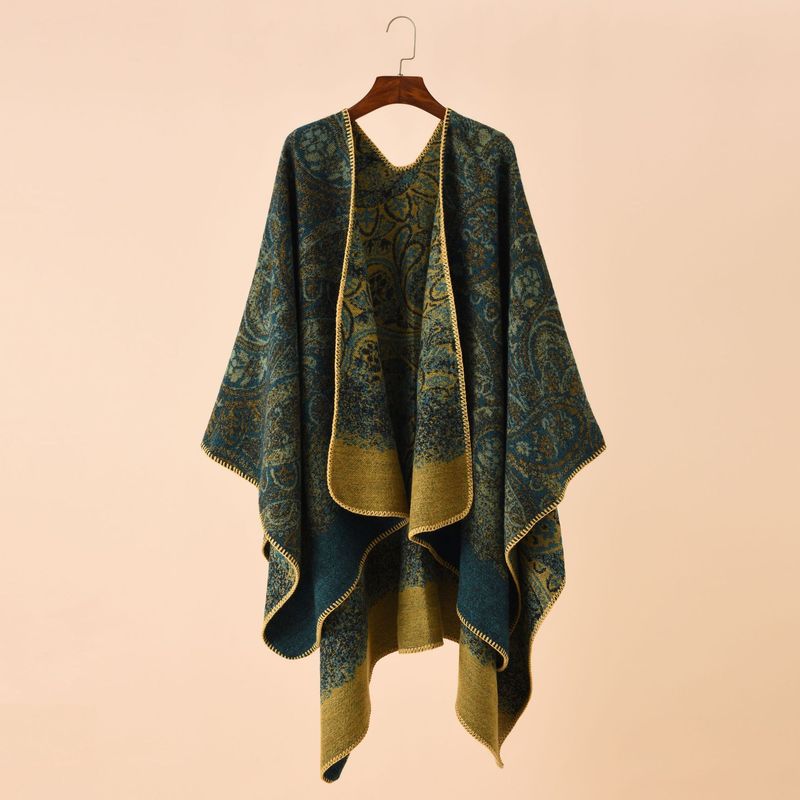 2023 New Winter Travel Celebrity Warm Split Colored Pattern  Cashmere Large Shawl_voghion.com