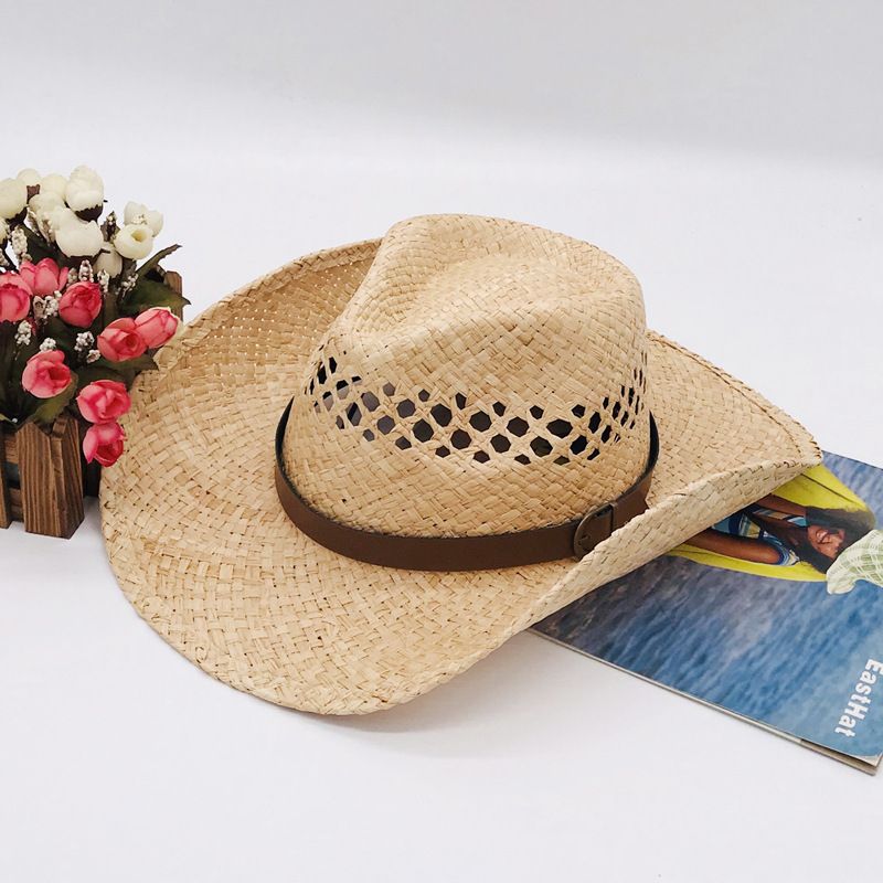 Men's and women's Lafite Western cowboy hat sun hat Beach hat straw hat_voghion.com