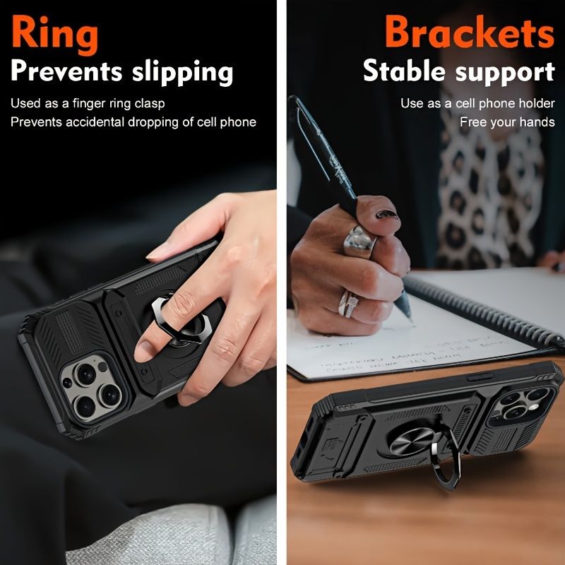 Shockproof heavy-duty hard phone case with metal stand and card slot for 16 Pro Max 15 Pro Max 14 Pro Max_voghion.com