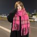 Sciarpa lunga con nappe versatile per coppie, in mohair spesso e scozzese, per autunno e inverno, versione coreana_voghion.com