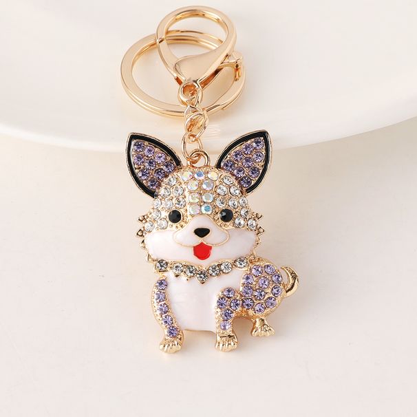 Niedlicher Hund Metall Schlüsselanhänger Anhänger Öltropfen eingelegt Diamant Tier Welpe Mode Tasche Charme kleines Geschenk_voghion.com