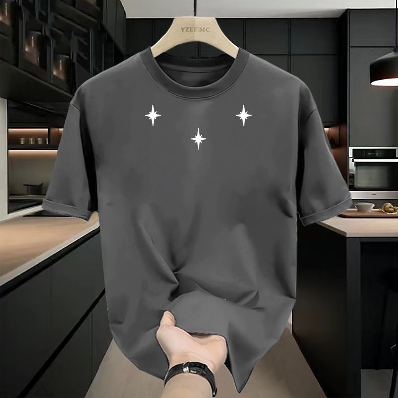 Herretøj Sommer Løst Alsidig Trend Kortærmet T-shirt Afslappet Rundhals Åndbar Langærmet Pullover_voghion.com