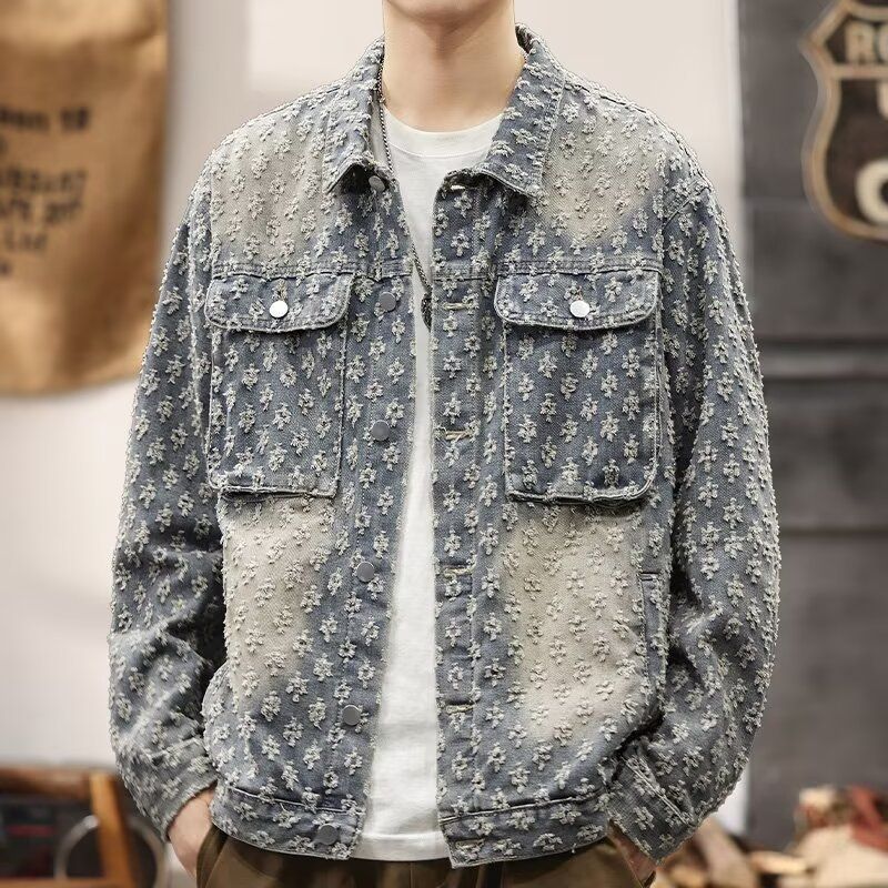 Herrenbekleidung Streetwear Jeansjacke Vintage Washed Workwear Style Kapuzenmantel mit wasserdichtem und verschleißfestem, lockerer Passform für lässiges Outdoor-Khaki_voghion.com