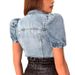 Damenbekleidung Ins Style Cut Retro Ripped Puffärmel Kleine Jeansjacke Top_voghion.com