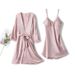 Unterwäsche & Nachtwäsche Seidensatin-Pyjama-Set für Damen – Sexy Sommernachthemd mit ärmellosem Kleid und Bademantel, leicht und bequem, Übergröße_voghion.com