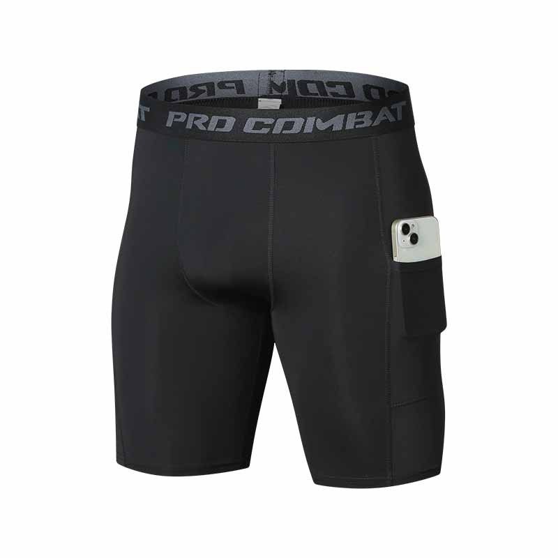 Men's Clothing Fitness Shorts With Pockets Sports Running Track Pants Elastic Quick Drying Tight Compression Shorts_voghion.com