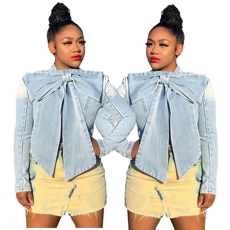 Women's sexy fashion women's long sleeve denim coat top_voghion.com