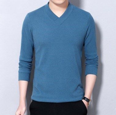 Meeste kahepoolne samet-T-särk Meeste kapuuts, pikkade varrukatega V-kaelusega pluss-suuruses alussärk, kevadine ja sügisene uus stiil_voghion.com