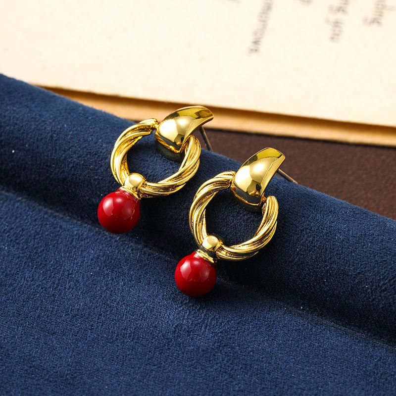 Anello con intrecci di pasta fritta francese, perle per donne, moda di lusso di alto livello, orecchini per piccoli spettatori, ago d'argento_voghion.com