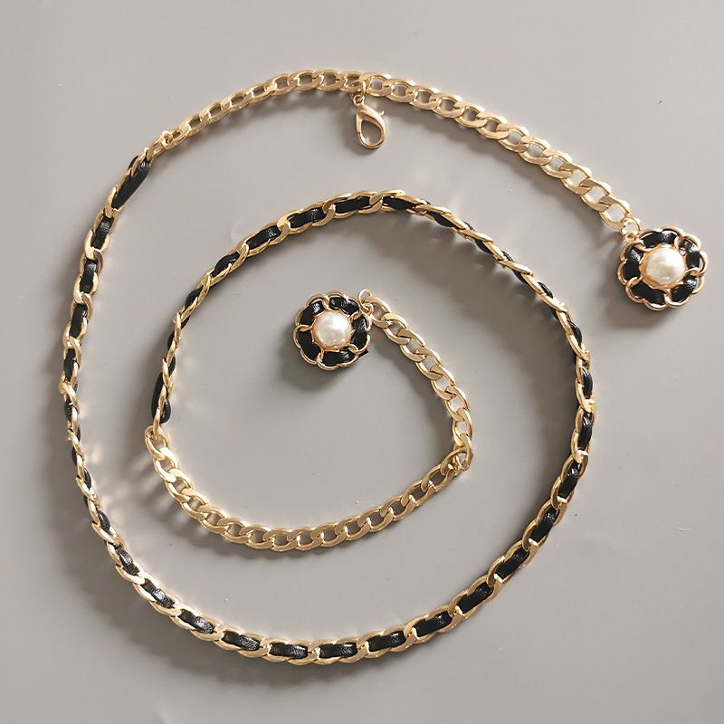 Small Waist Chain Camellia Chain Belt with Small Suit Women's Decorative Dress, European and American Woven Chain Body Chain for Women_voghion.com