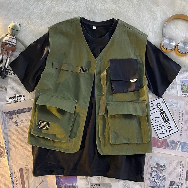 Retro Herren Funktionelle Taktische Weste, Herren Ärmelloses Unterhemd, Arbeitsjacke_voghion.com