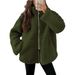 Women's Winter Fleece Coat With High Neck, Oversized Loose Fit, Warm And Cozy, Solid Color, Casual Elegance For Fall And Winter_voghion.com