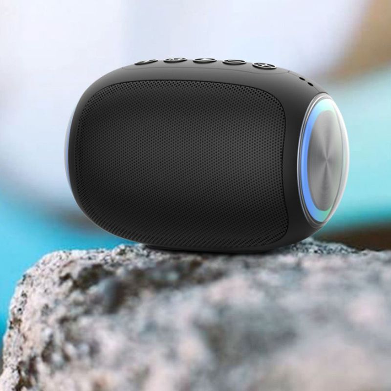 Oval Drum Bluetooth Speaker With LED Ring Light_voghion.com