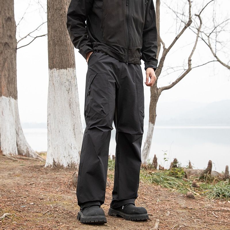 001 Hiking Solid Color Men's Spring Outdoor Thickened Fashion Versatile Casual Windproof And Water-Resistant Pants_voghion.com