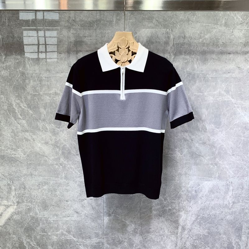 Herrenbekleidung Sommer neuer Stil aus Eisseide, kurzärmeliges Poloshirt, Herrenversion der Marke, farblich passendes hübsches Revers-T-Shirt_voghion.com