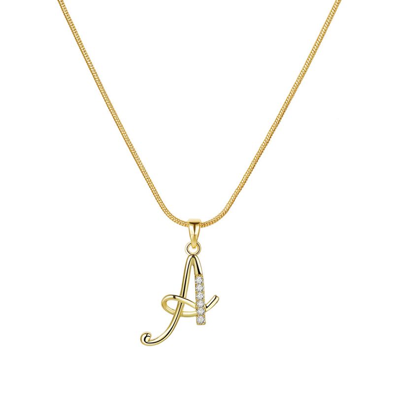 Bohemian Ethnic Retro Women Necklace Letters Creative Simple Alloy Diamond Snake Chain Gold Necklace Premium Clavicle Chain Women_voghion.com