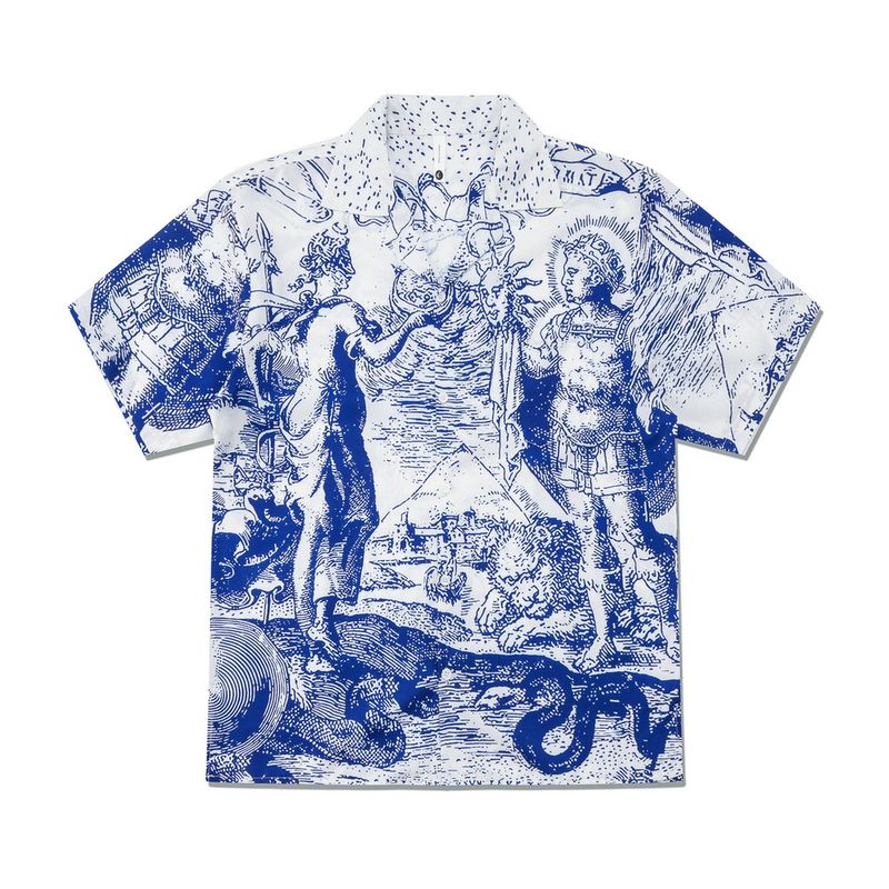 Herrenbekleidung Freizeitmode Retro Print Shirt Kurzarm Paar Strickjacke Männer und Frauen_voghion.com