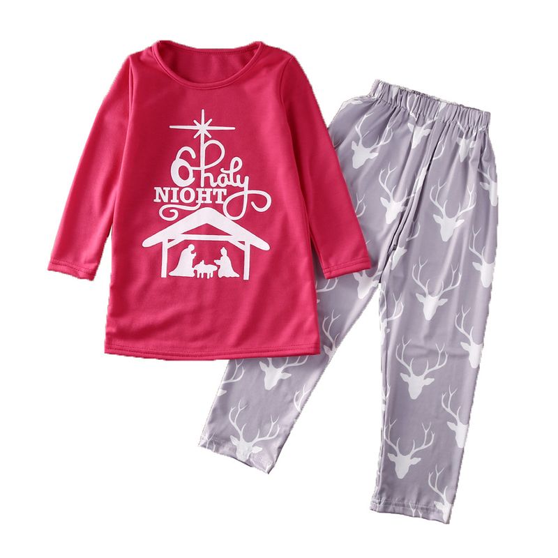 Vendita calda genitore bambino set stampato casa vestiti pigiama due pezzi set in magazzino_voghion.com