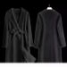 Women's Oversized Trench Coat With Belt, Alpaca Wool Blend Long Coat For Work & Casual, Korean-Japanese Style Loose Fit Duster (Black)_voghion.com