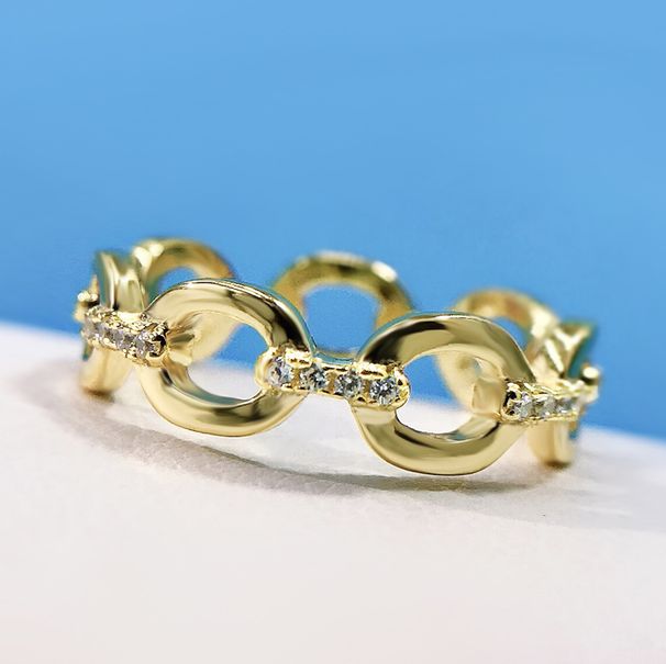 Jewelry New S Pure Silver Gold-Plated Cuban For Women Ins Style Unisex Ring Band_voghion.com