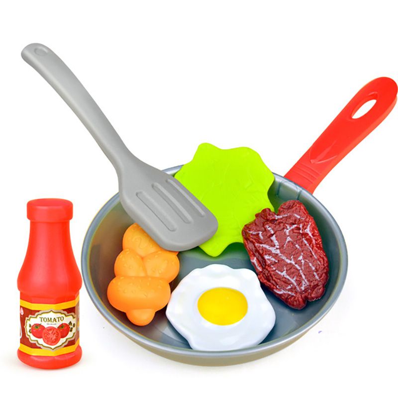 Kinderen Keuken Eten Speelgoed Simulatie Koekenpan Groenten Biefstuk Brood Hotdog Omelet Speel Speelgoed Set voor Kinderen Meisjes Onderwijs_voghion.com