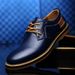 Spring And Autumn Large Size Men's Low-Top Lace-Up Casual Leather Hand-Stitched British Style Work Shoes For Men_voghion.com