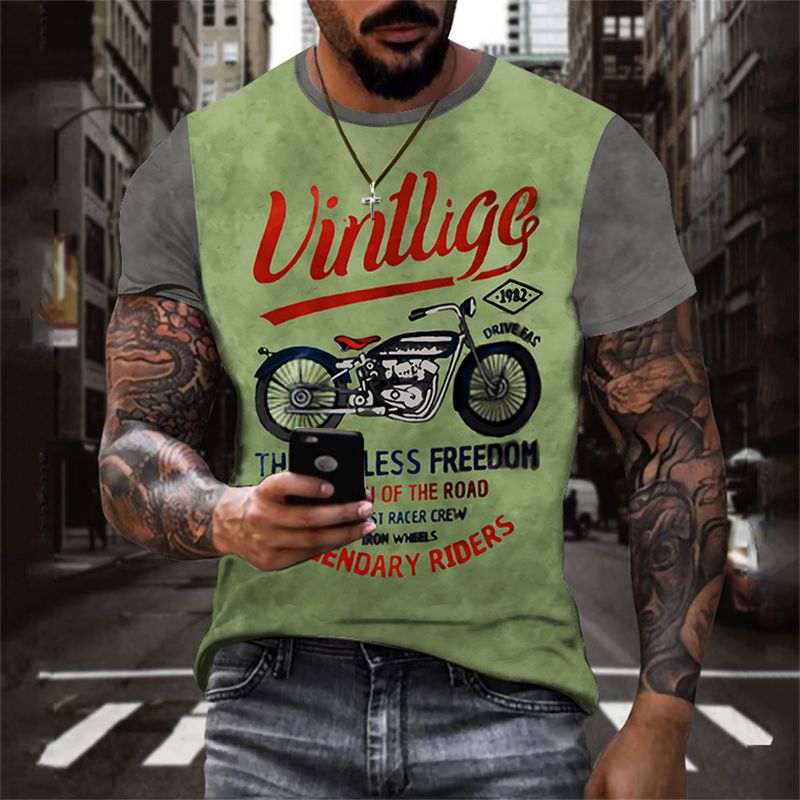 2023 neue 3D-gedruckte Sommer-Kurzarmmode für Herren in fluoreszierendem Grün und Schwarz Hauptserie T-Shirt_voghion.com