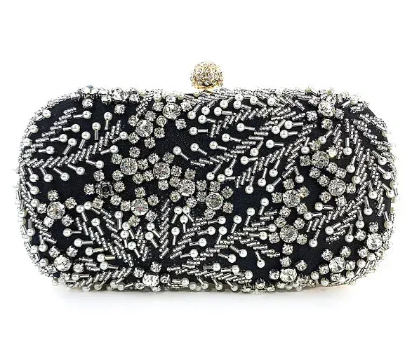 Borsa a mano con pochette in cristallo e perle da donna, con ricamo, da sera, per matrimonio, da sposa, con tracolla ZD1529 250529l_voghion.com