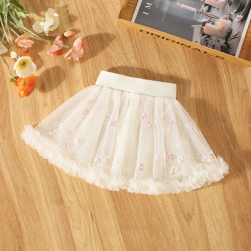 Summer New Girls' Baby Skirt Pommel Skirt With Hem Lace Flower Decoration Light Princess Skirt Gauze Skirt_voghion.com