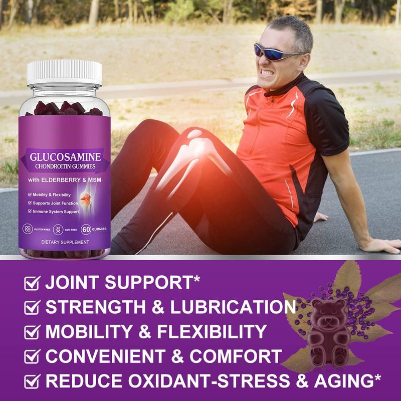 Glucosamine Chondroitin Gummies, Strength Containing Dimethylsulfone Elderberry, Συμπλήρωμα αρθρώσεων, Καλύτερο Ανοσοποιητικό Συμπλήρωμα για Άνδρες Γυναίκες_voghion.com