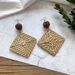 Kolczyki damskie w stylu etnicznym, letnie, plecione, ręcznie robione, z motywem leśnej trawy i winorośli_voghion.com