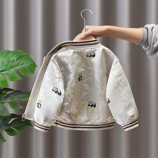 Giacca da baseball per bambini con motivo jacquard panda - Elegante capospalla primaverile per bambini (90-150 cm) Tendenze moda_voghion.com
