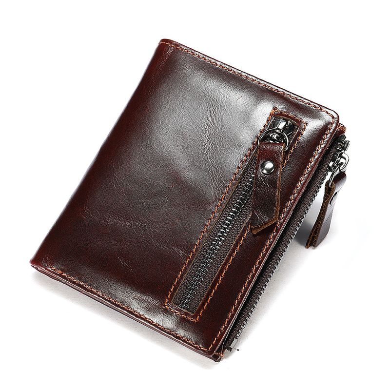 Men's Genuine Leather Coin Purse Retro Casual Vertical Wallet First Layer Cowhide US Dollar Wallet_voghion.com