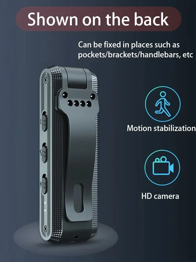 Voice Recorder 180 Degree Rotating HD Night Vision Video Camera Wearable Body Meeting Recorder_voghion.com
