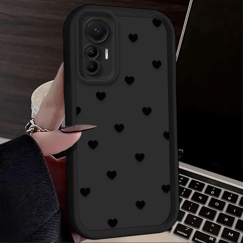 INS Black Red Love Heart Case For Xiaomi 14T 13T 11T 12T 13 12 11 Lite 5G NE POCO X6 X5 F6 F5 F3 X4 GT X3 NFC M5S M6 Pro 4G Capa_voghion.com