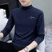 Langarm-T-Shirt für Herren, Halbhochhals-Basishemd, elastisches Slim-Fit-Oberteil aus Baumwolle für Herren_voghion.com
