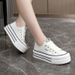 Br608 Neue weiße Sneaker für Damen, atmungsaktive Sommerschuhe aus Canvas mit dicker Sohle, die die Körpergröße erhöhen_voghion.com