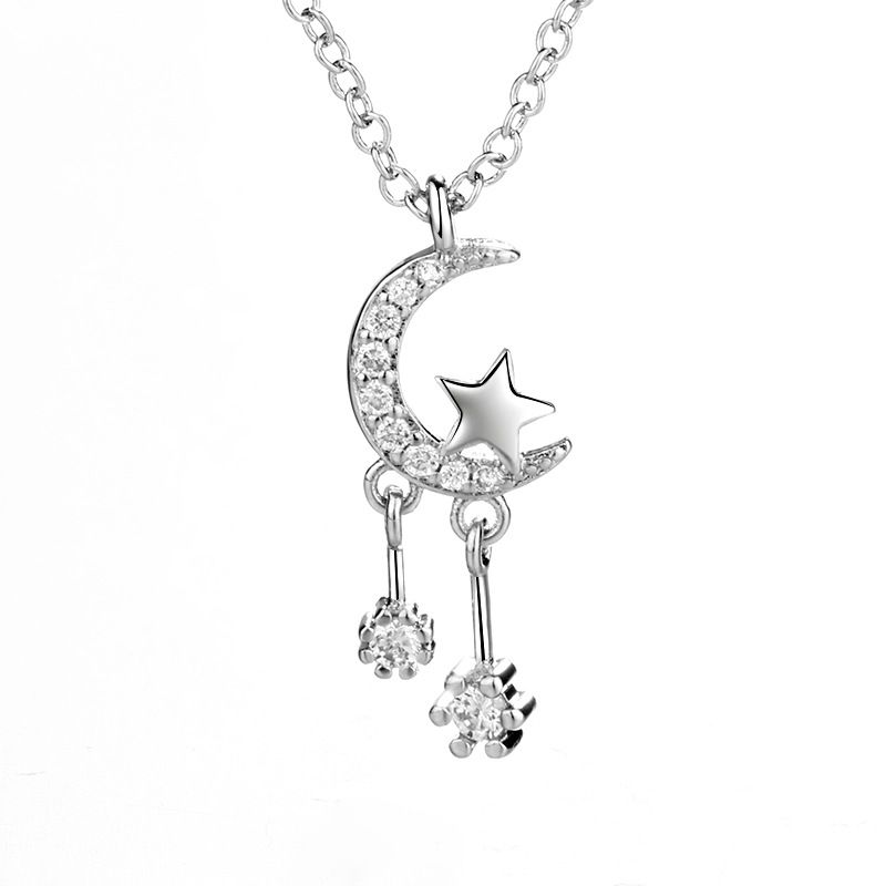 Colar Stam VENUS Silver Gold Star para mulheres e meninas, presente coreano, moda, cruz, cristal, estrela, joia_voghion.com